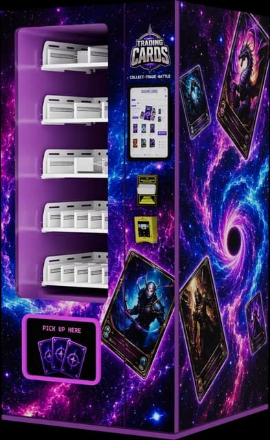 Máquina expendedora modelo AS, diseño cartas coleccionables