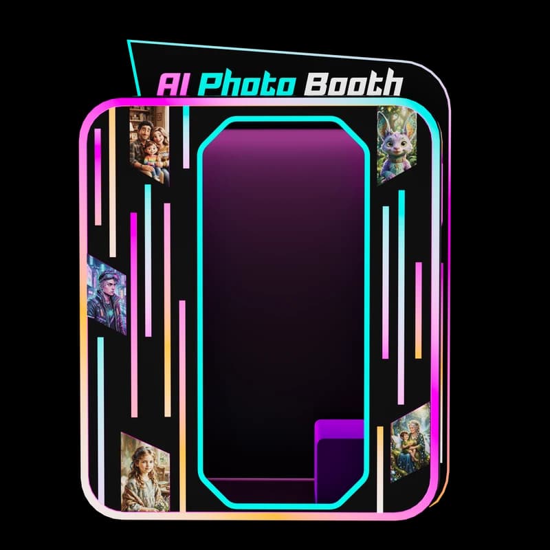 Photo booth machine for sale: the full-size Futureino AI Photo Booth kiosk