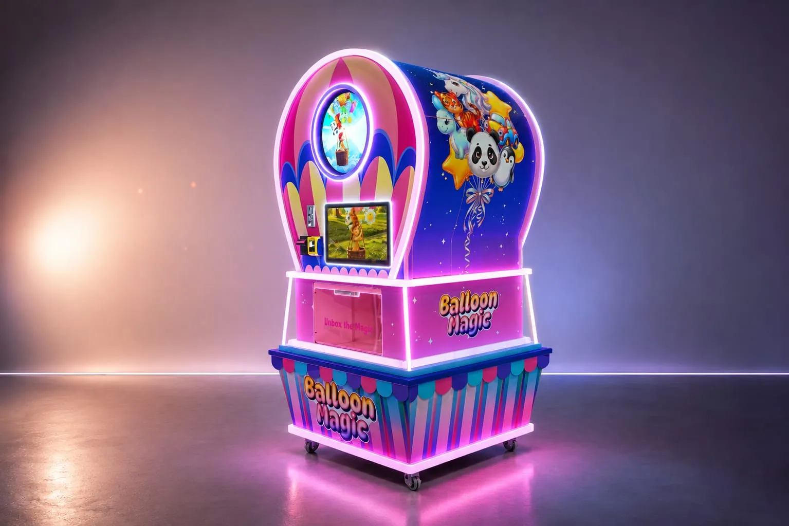 Futureino Balloon Magic machine studio render with glowing base