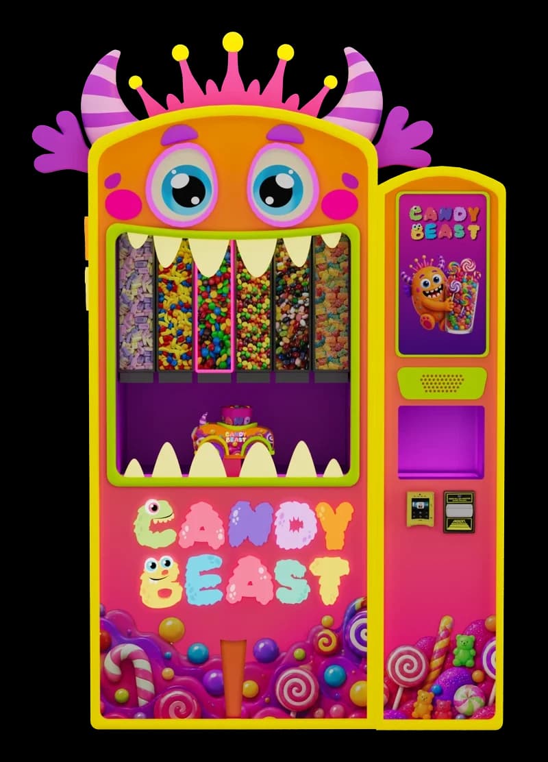 Candy Beast Candy Vending Machine, front view by Futureino