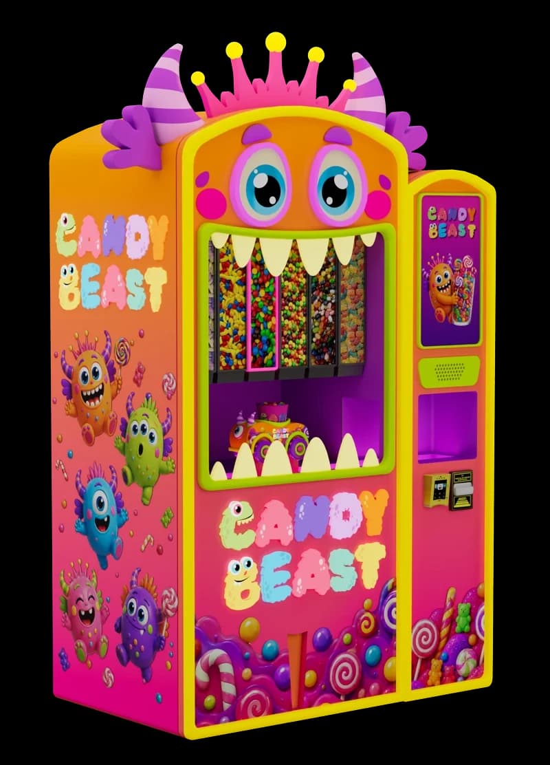 Candy Beast side view, monster candy vending machine by Futureino