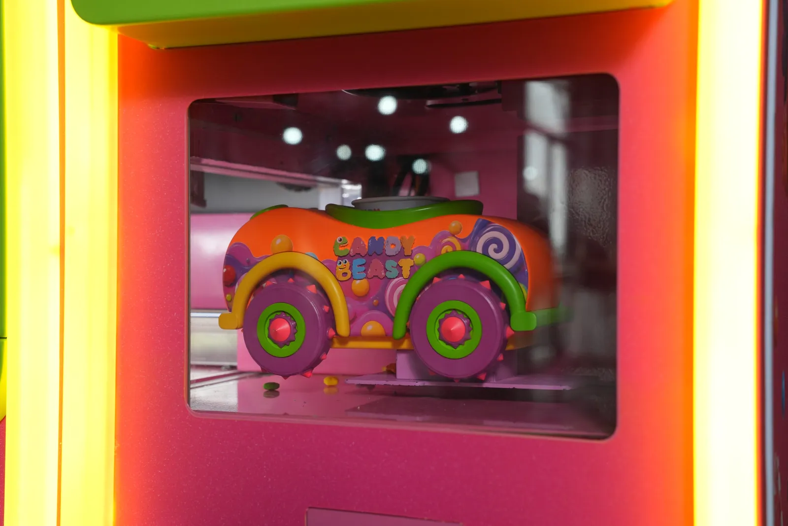 Candy car prize inside the Candy Beast dispensing chamber