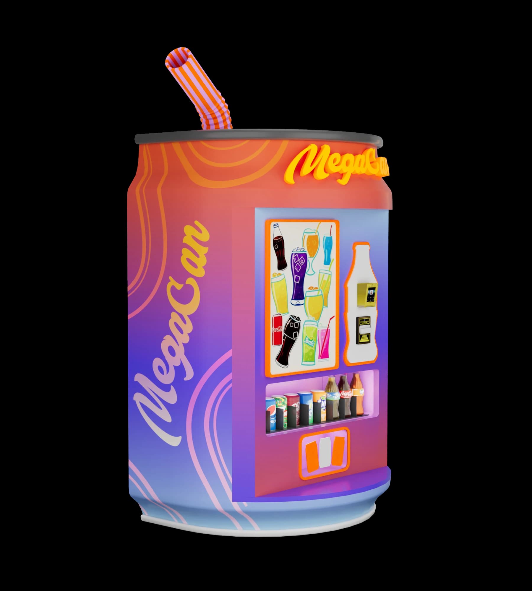 Mega Can Getränkeautomat von Futureino in Form einer riesigen Dose, Alternative zum Eisautomaten für den Ganzjahresbetrieb