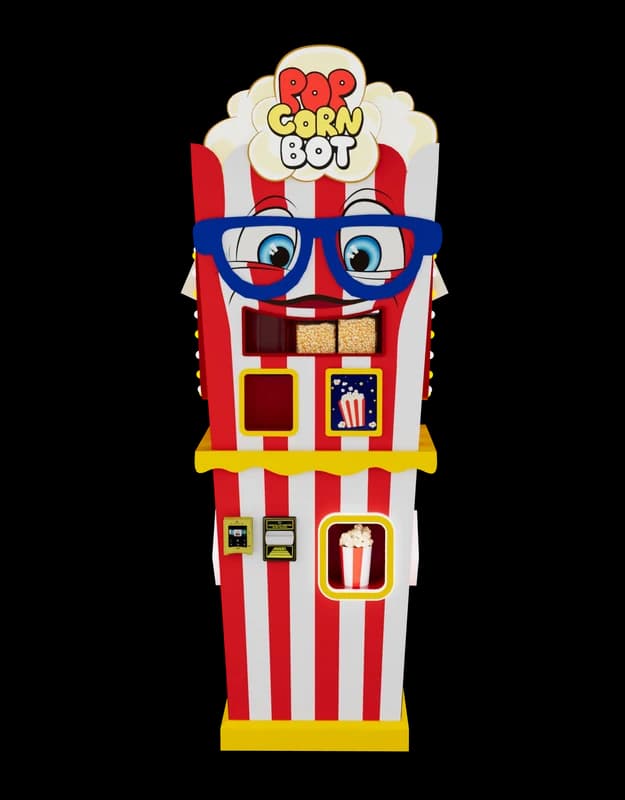 Popcorn Vending Machine, Popcorn Robot front view by Futureino
