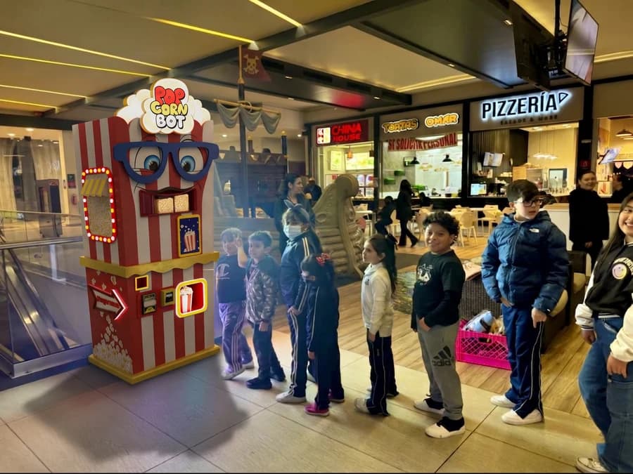 Futureino Popcorn Bot displayed in a real retail venue