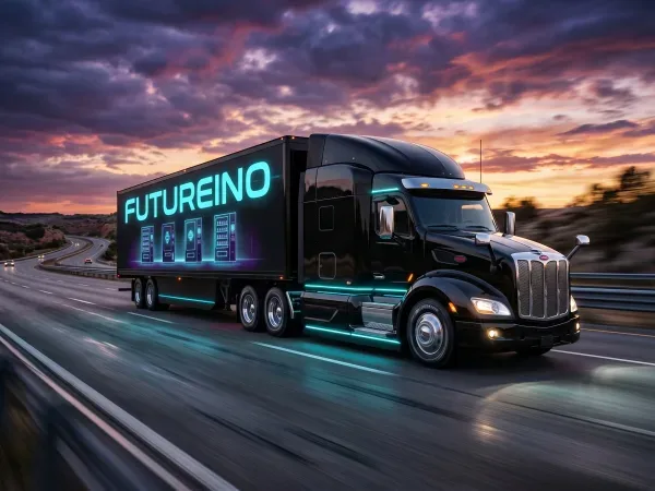 Futureino-branded distribution truck on the road